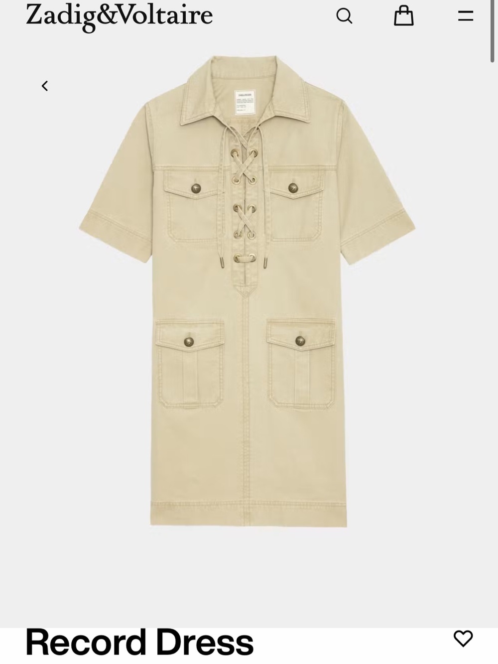NEW⭐️Zadig & Voltaire Record Shirt Dress latte $348